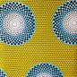 Preview: Afrikanischer Wax Print Stoff Baumwolle BLUE YELLOW CIRCLE
